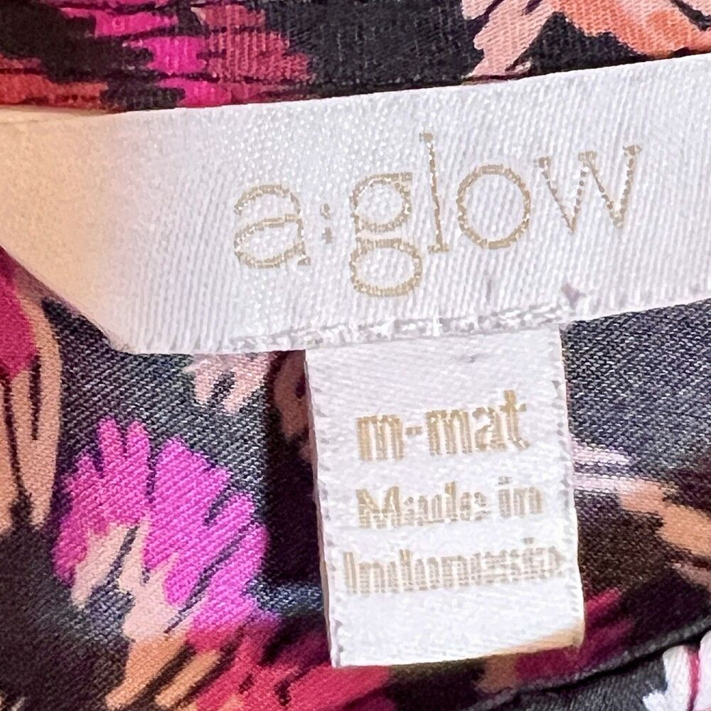 a:glow Floral Maternity Top Size M Black And Rose Long Boho Sleeves Lightweight - Picture 7 of 9